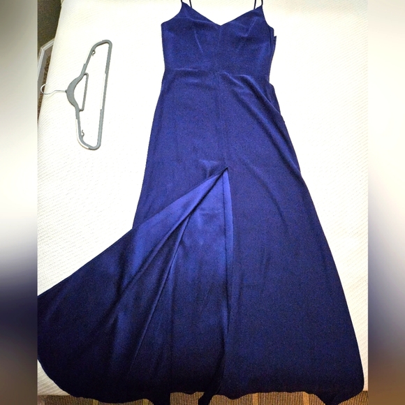 Amanda Uprichard Dresses & Skirts - Amanda Uprichard floor-length satin slip-dress, Navy, US L(10/12)